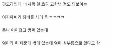 초등학생한테 담ㅂ심부름 시키는 엄마 ㄷㄷㄷㄷ